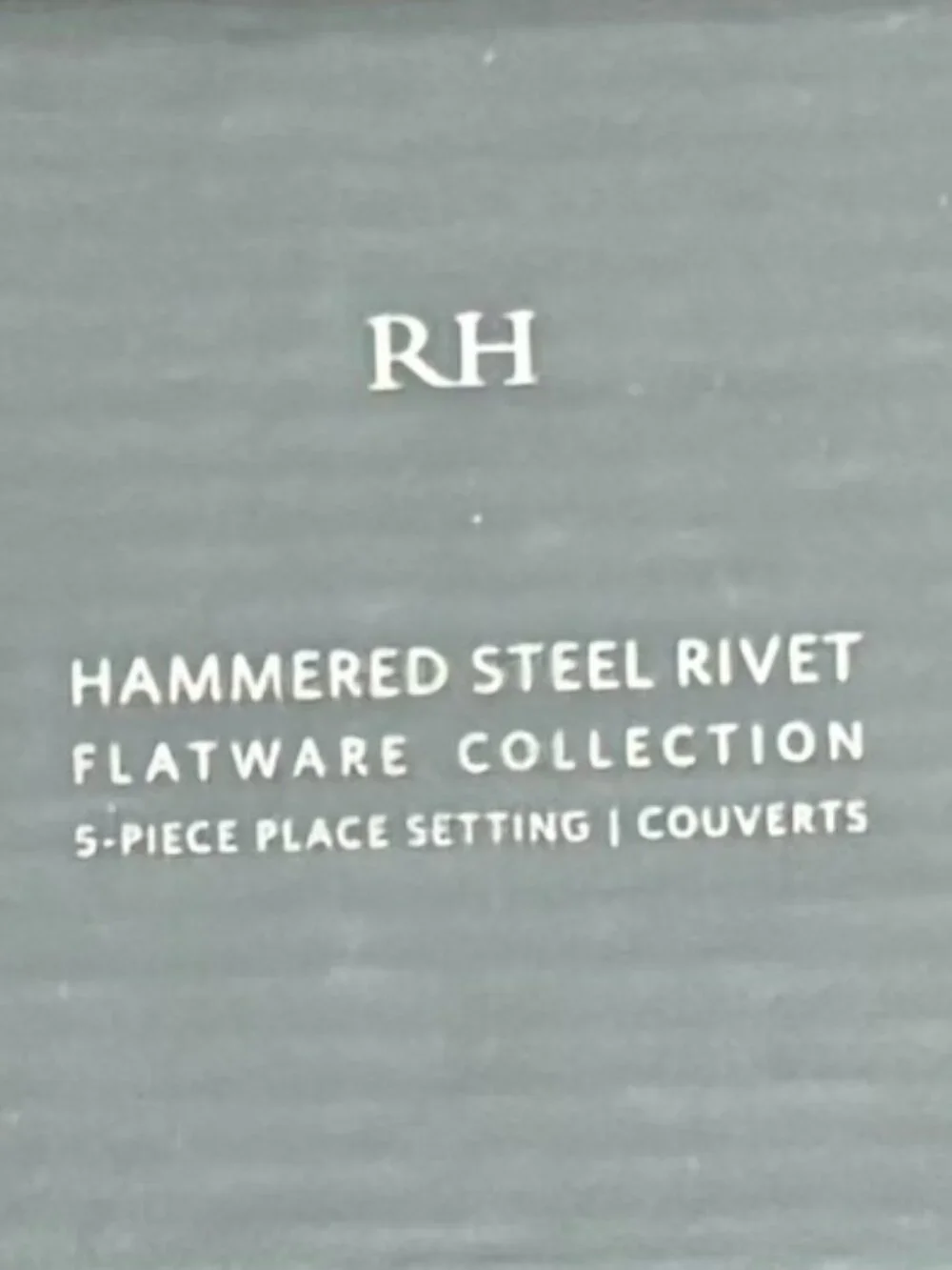 RH Hammered Blackened Stainless Steel Rivet 5-Piece Place Setting- 8 total avail